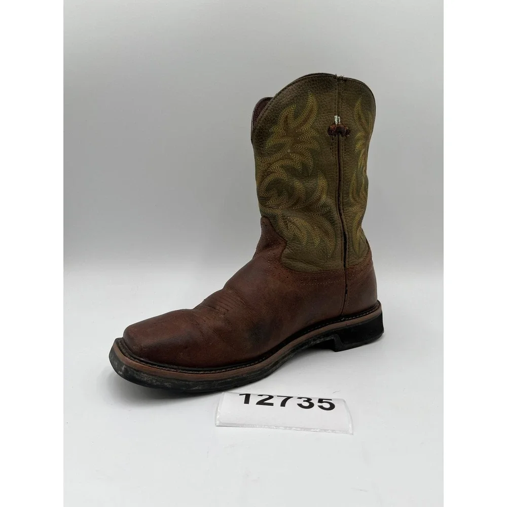 Justin Wide Steel Toe Stampede Work Boots Mens 11.5EE Brown Leather Wk4688